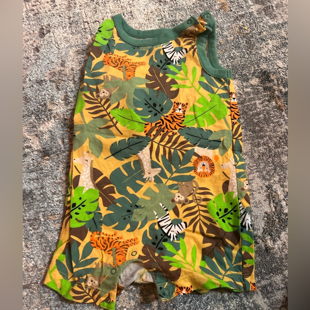 Wonder Nation Green and Yellow Animal Print Romper